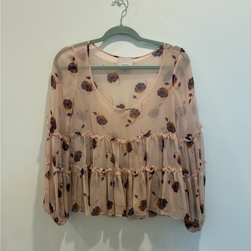Cinq a Sept Sheer Women's Top - Light Pink size Small